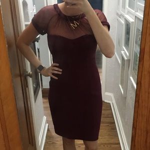Maggy London Burgundy Illusion Dress